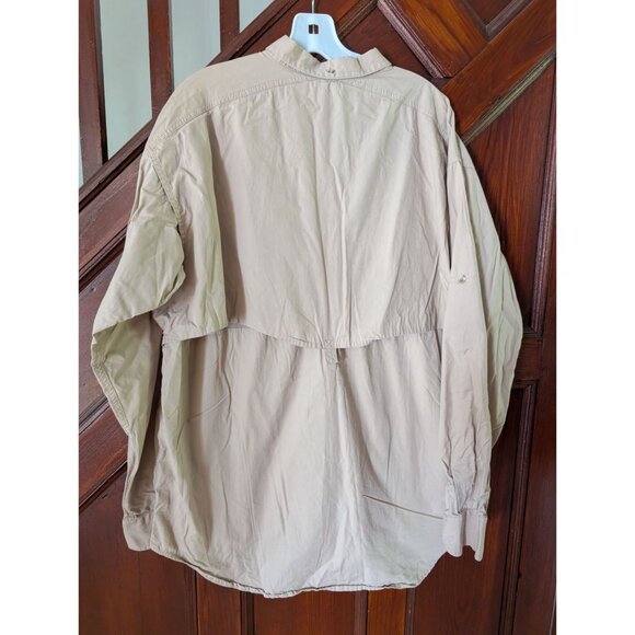 Cabelas Mens XL Tan Soft Long Sleeve ButtonUp Fishing Shirt Pockets Outdoor Gear - Picture 2 of 8